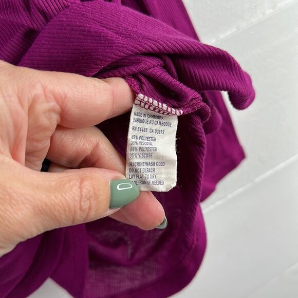 AMERICAN EAGLE Purple Ribbed 3/4 Sleeve Dolman Style Scoop Neck Top Shirt XS - Picture 8 of 8